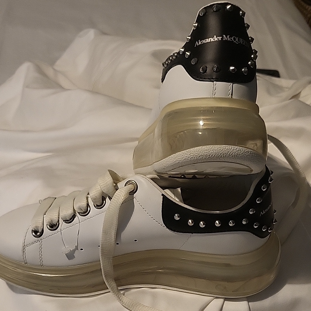 Alexander McQueen White and Black Studded Sneakers
